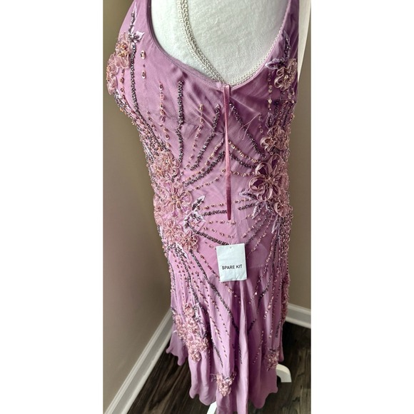 Sue Wong Nocturne Midi Dress Y2K Fairycore Silk Purple Vintage Sz 12 Miley Cyrus - Picture 13 of 16